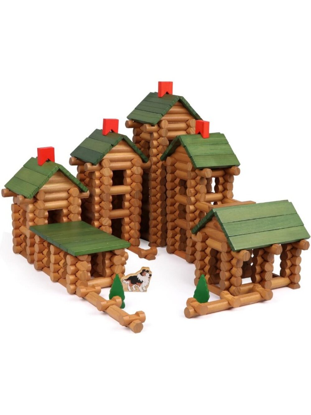 530 Pcs Wooden Building Logs Set for Kids 3+, Creative Construction Toys